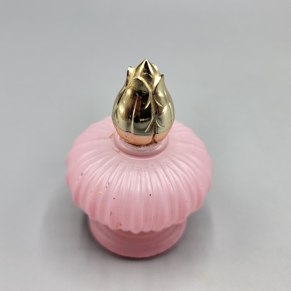 Vtg EMPTY Avon Mini Perfume Bottle Elusive Cologne Pink Glass Gold Cap 2.25"